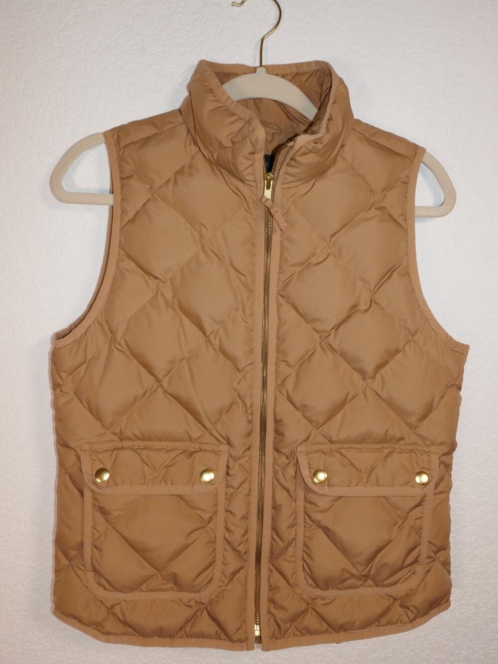 J Crew Camel Puffer Excursion Vest with Snap Pockets | Small